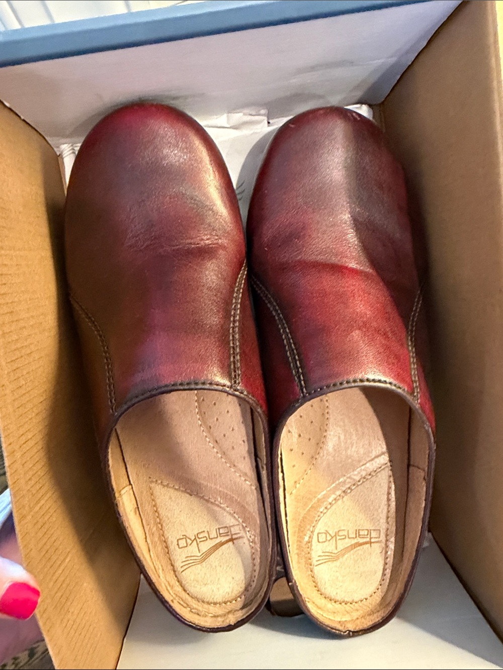 Dansko Women’s Wine Leather Slip-On Clogs